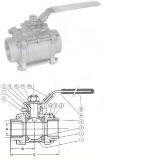 3-Piece Full Bore Ball Valves - ISO Mounting Pads